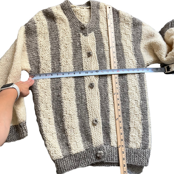 Chunky Wool Cardigan Women Size M-L - Picture 7 of 11
